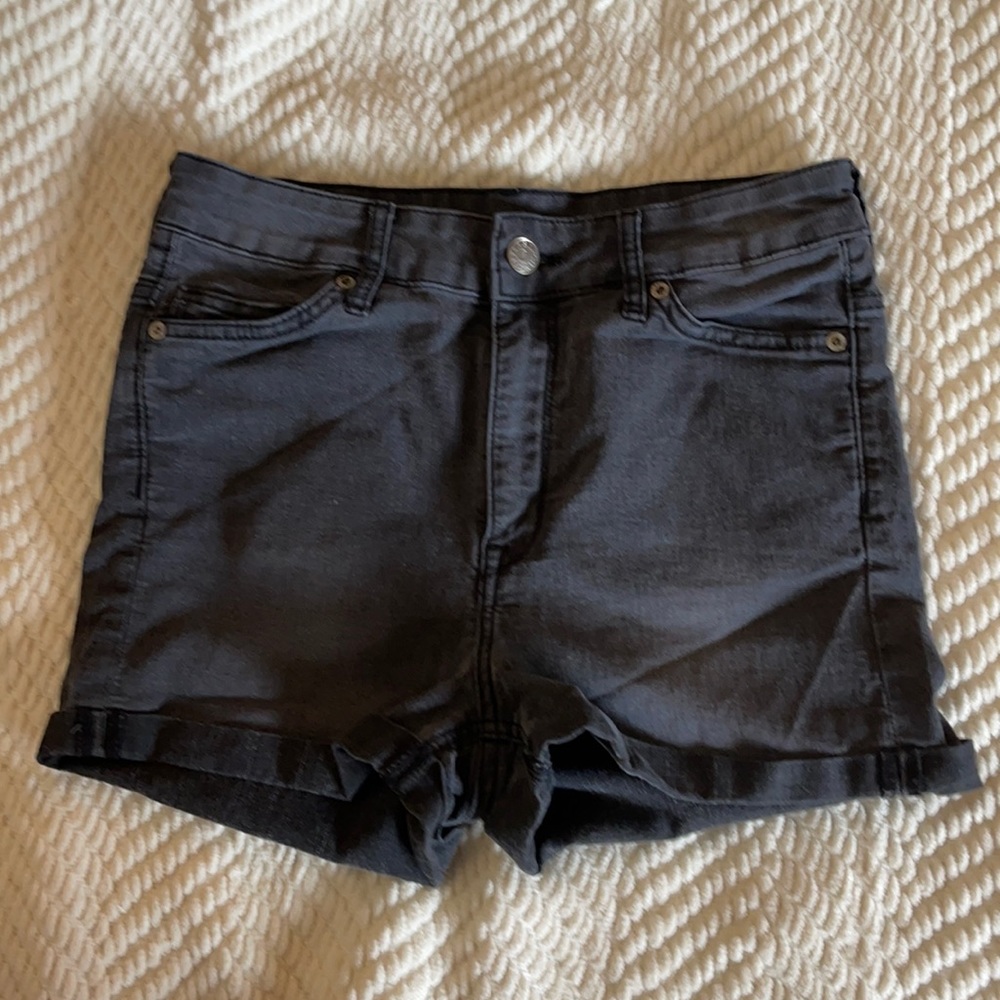 Hi rise black jean shorts
